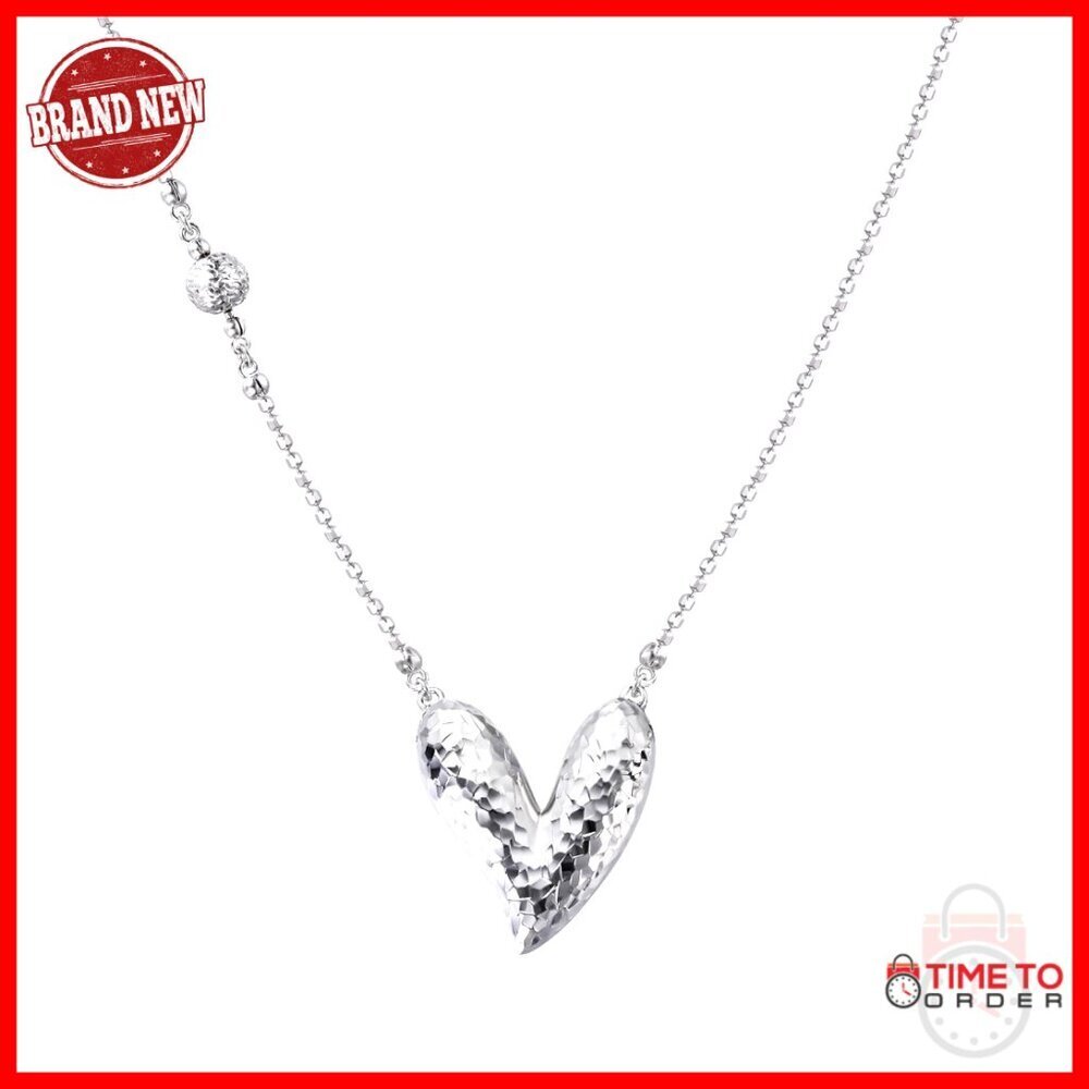 Sterling Silver Heart Pendant Necklace Adjustable Chain Layered Jewelry Gift